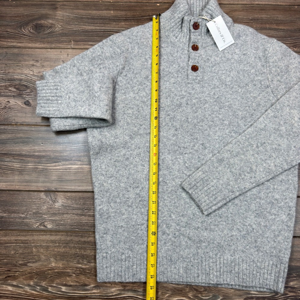 Collars & Co Mens Size XL Balmoral Three Button Wool Blend Sweater Gray NEW - Picture 4 of 9